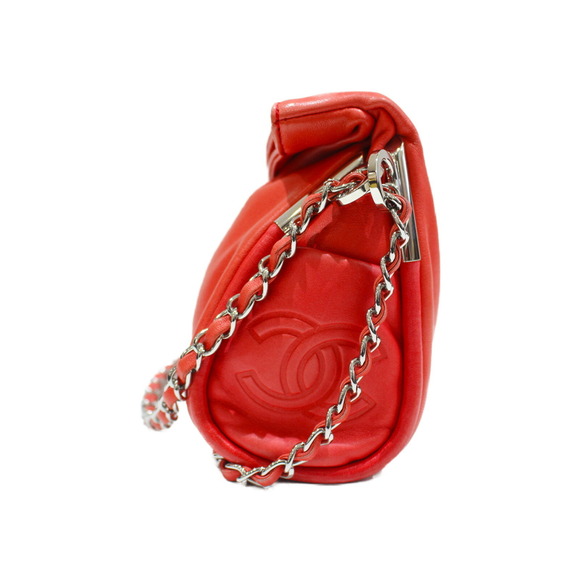 CHANEL Chain Shoulder Bag Side Coco Mark Salmon Pink Calfskin - Picture 2 of 8